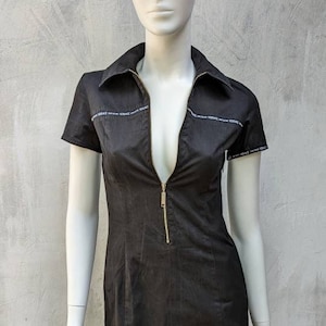 y2k vintage VERSACE mini dress. Versace Jeans Couture zipper dress. size s