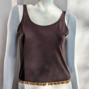 トップス 00s dolce&gabbana glitter tank top brown Dolce Gabbana Brown Lurex Striped Camisole Top Spring Summer 2000