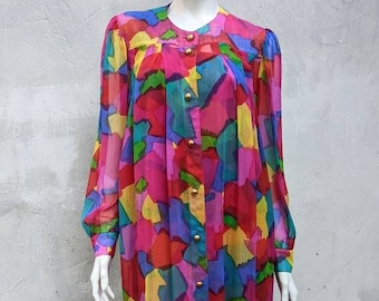 vintage 80s GIVENCHY multicolour set. 3-piece skirt, top & dress. summer rainbow costume