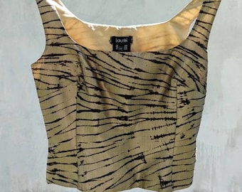 vintage 90s LAUREL crop zebra corset. gold striped tank top