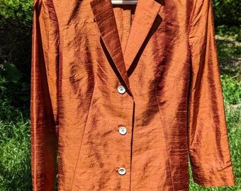 Y2k Vintage Dolce Gabbana Silk Suit, Ochre Skirt and Jacket 2-Piece Set