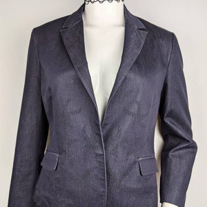 Y2k Vintage Versace Denim Blazer, Starfish Pattern Navy Jacket