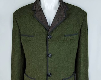 vintage 90s JEAN PAUL GAULTIER wool jacket. Gaultier homme. green men&#39;s blazer. xl size