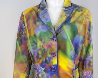 y2k vintage MOSCHINO floral jacket. abstract multicolor blazer