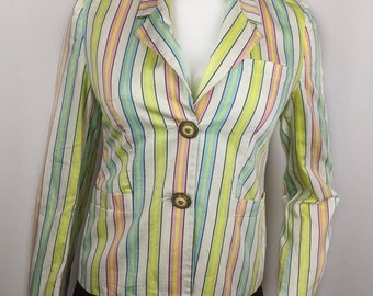 Blazer de rayas vintage de VERSACE de los años 90. Chaqueta de caramelo de VERSACE Jeans Couture.