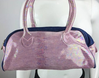 Y2k Vintage Just Cavalli Holographic Baguette Bag, Baby Pink Handbag