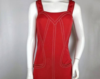 Vintage 90s Versace Bodycon Red Dress, Gianni Versace Cocktail Tank Gown