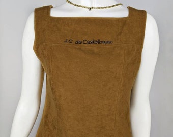 vintage 80s JC De CASTELBAJAC suede tank top. Jean Charles De Castelbajac brown top