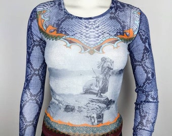 トップス OLD KENZO JAP snake embroidery knit tops 90s Kenzo Jeans Geisha Stretch Mesh Club Kid T Shirt - Etsy