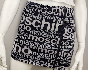 ミニスカート Moschino FW25 Chain skirt (A01805500 0555) Vintage 90s MOSCHINO Denim Mini Skirt. Monogram Zipper Skirt