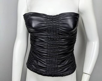 Y2k Vintage JEAN CLAUDE JITROIS Leather Bustier | Pleated Leather Corset