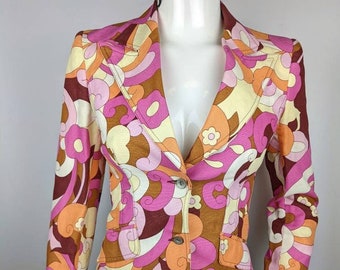 vintage 90s DOLCE GABBANA blazer. retro psychedelic floral multicolor jacket
