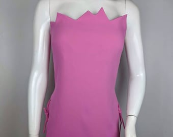 1990s VERSACE vintage pink mini dress. bustier barbie dress