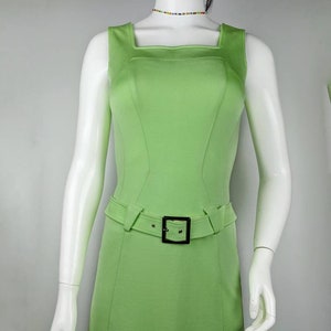 vintage 90s THIERRY MUGLER green tank dress. belted dress image 1