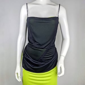 Y2K Vintage VERSACE Slip Dress | VERSACE Jeans Couture Neon Green Black Dress | Size 30/44