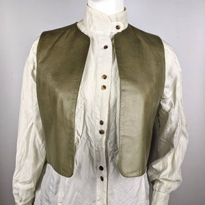 Vintage 90s AKRIS Leather Vest | Western Beige Vest Cowboy Style