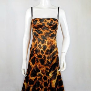 Y2k Vintage Just Cavalli Orange Animal Dress, Satin Maxi Gown