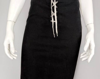 Pencil Skirt Black And White Side Zipper Skirt Vintage 90s Black