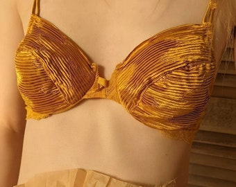 reggiseno dorato plissettato LA PERLA vintage anni '90. lingerie boho