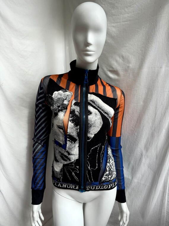 Y2k Vintage Patchwork Full Zip Top, Long Sleeve A… - image 4