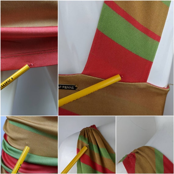 y2k vintage FERRE striped dress. green red beige … - image 9