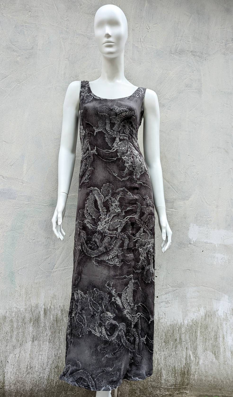 Vintage 90s KENZO Maxi Dress. Dragon Print Dress - Etsy