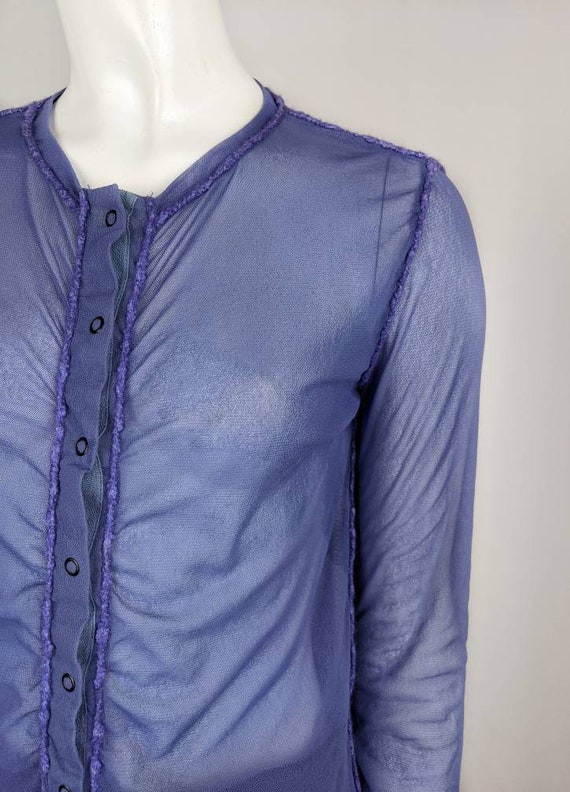 vintage 90's JEAN PAUL GAULTIER mesh top. blue sh… - image 5