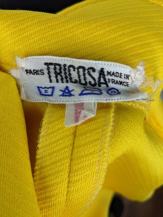 vintage 70s TRICOSA yellow zipper dress. A-line c… - image 8