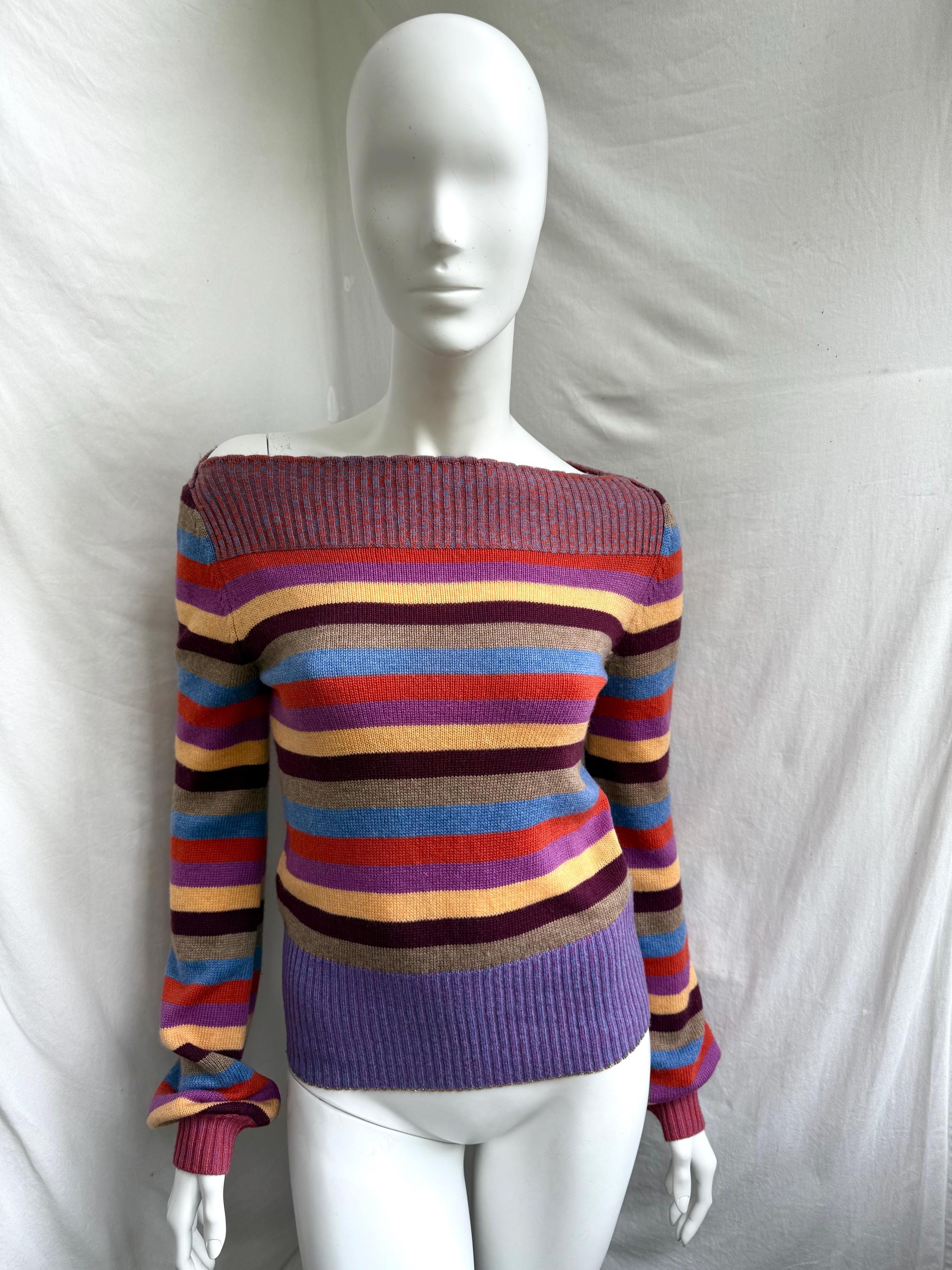 Y2k Vintage Dolce Gabbana Striped Sweater, D&G Knit Multicolor off