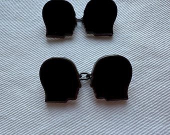 Y2k Vintage Jean Paul Gaultier Cufflinks, Man's Face Cuff Links