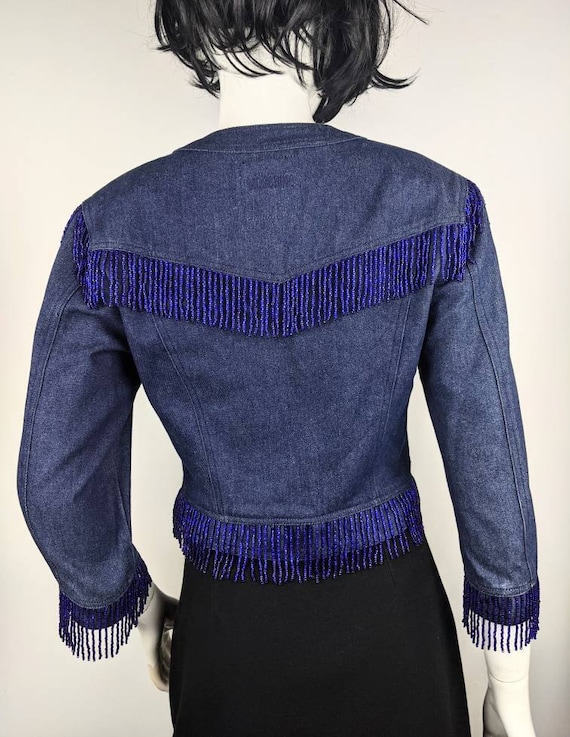 vintage 90s MOSCHINO fringes jacket. western crop… - image 4