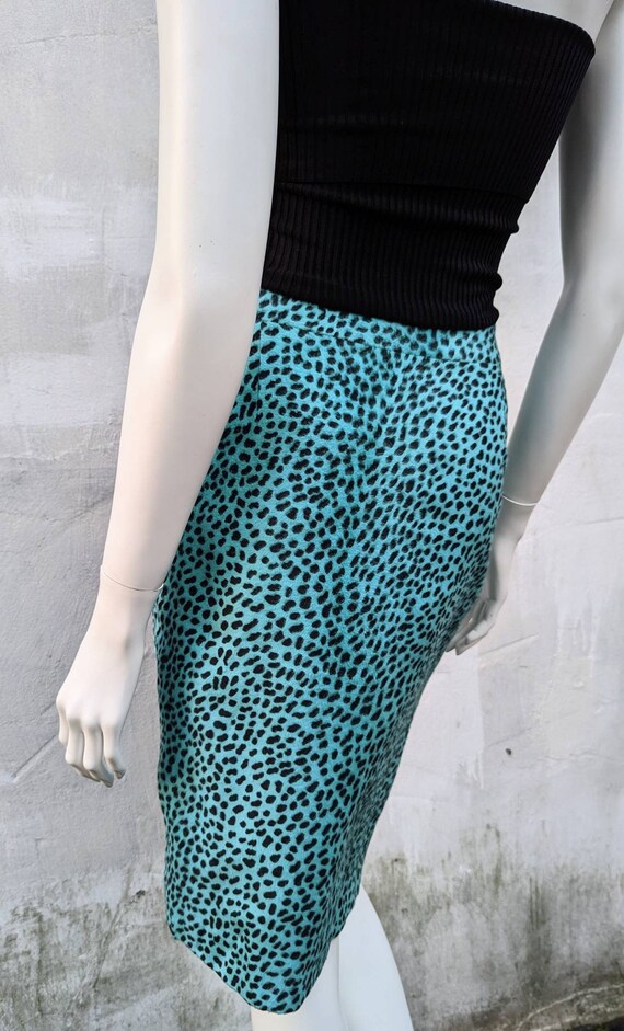 y2k vintage VERSACE animal midi skirt. blue pensi… - image 5