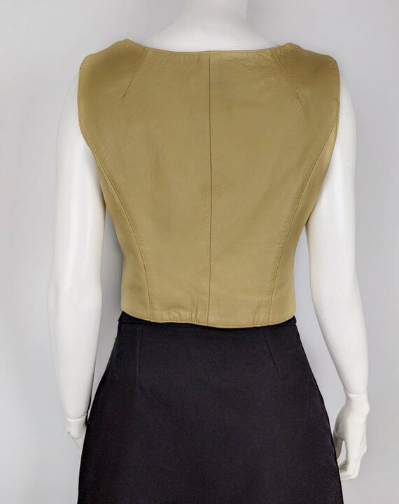 vintage 90s MOSCHINO leather vest. beige button c… - image 3