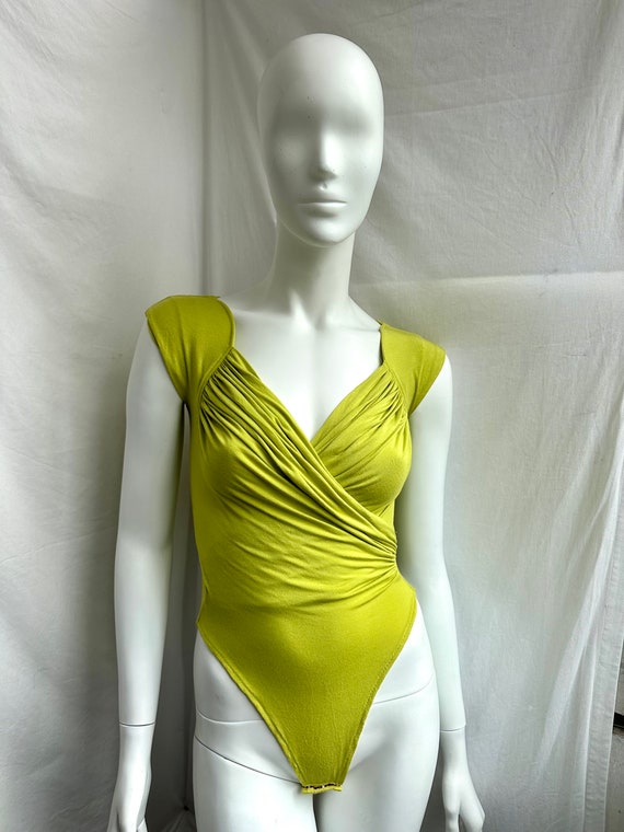 vintage 90s LA PERLA green bodysuit. Ritmo di Perl