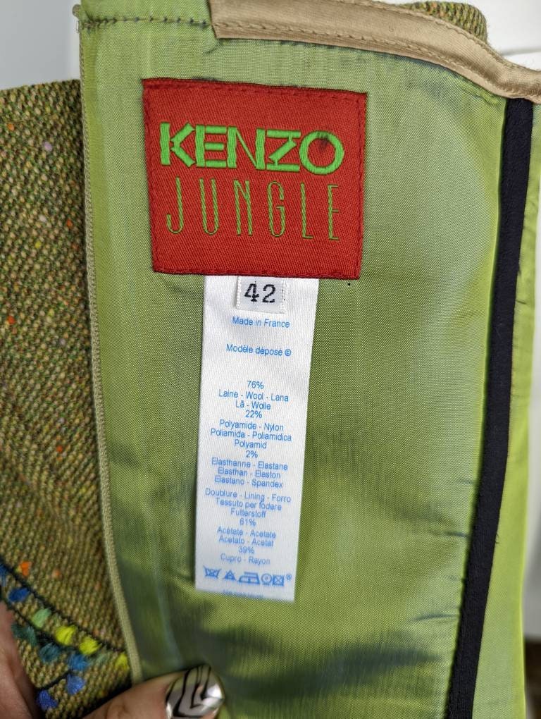 ヴィンテージ 90 年代 KENZO ジャングルツイード ビスチェ。花と葉の