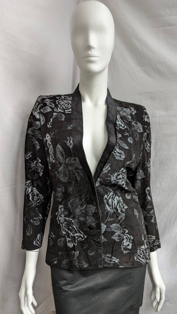 vintage 70s ROBERTO CAVALLI suede blazer. floral … - image 2