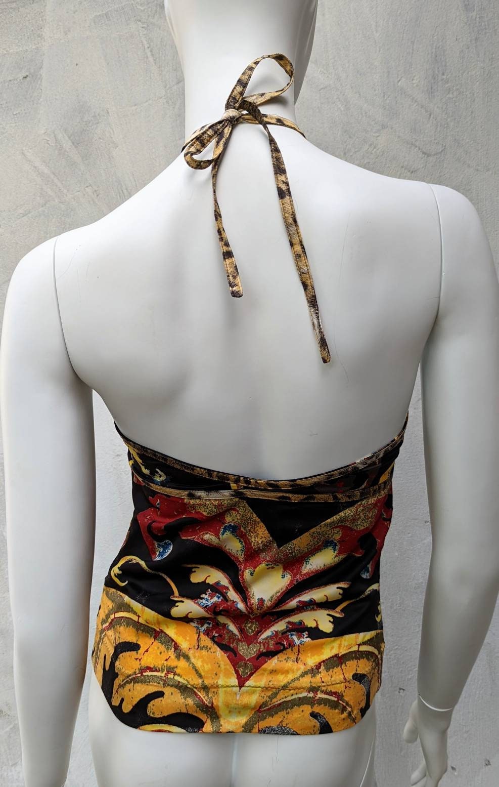 Haut Just Cavalli Femme Imprimé Graphique - Col V Sans Manches - Taille S (IT 40) - Neuf Avec étiquettes
