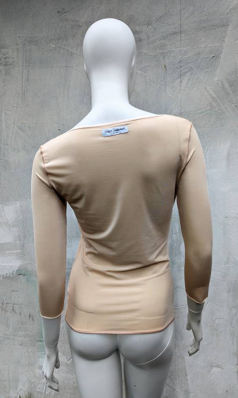 y2k vintage DOLCE GABBANA mesh top. D&G cream sheer blouse long sleeve image 3