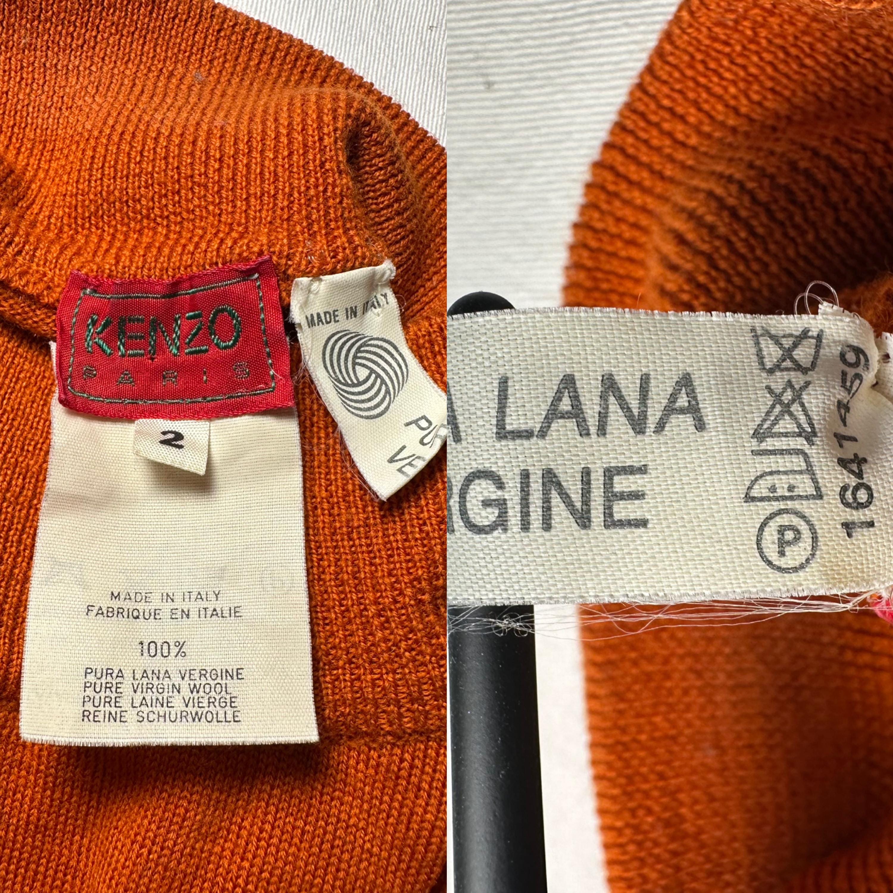 Vintage 90s Kenzo Paris Knit Brick Color Sweater, Turtleneck
