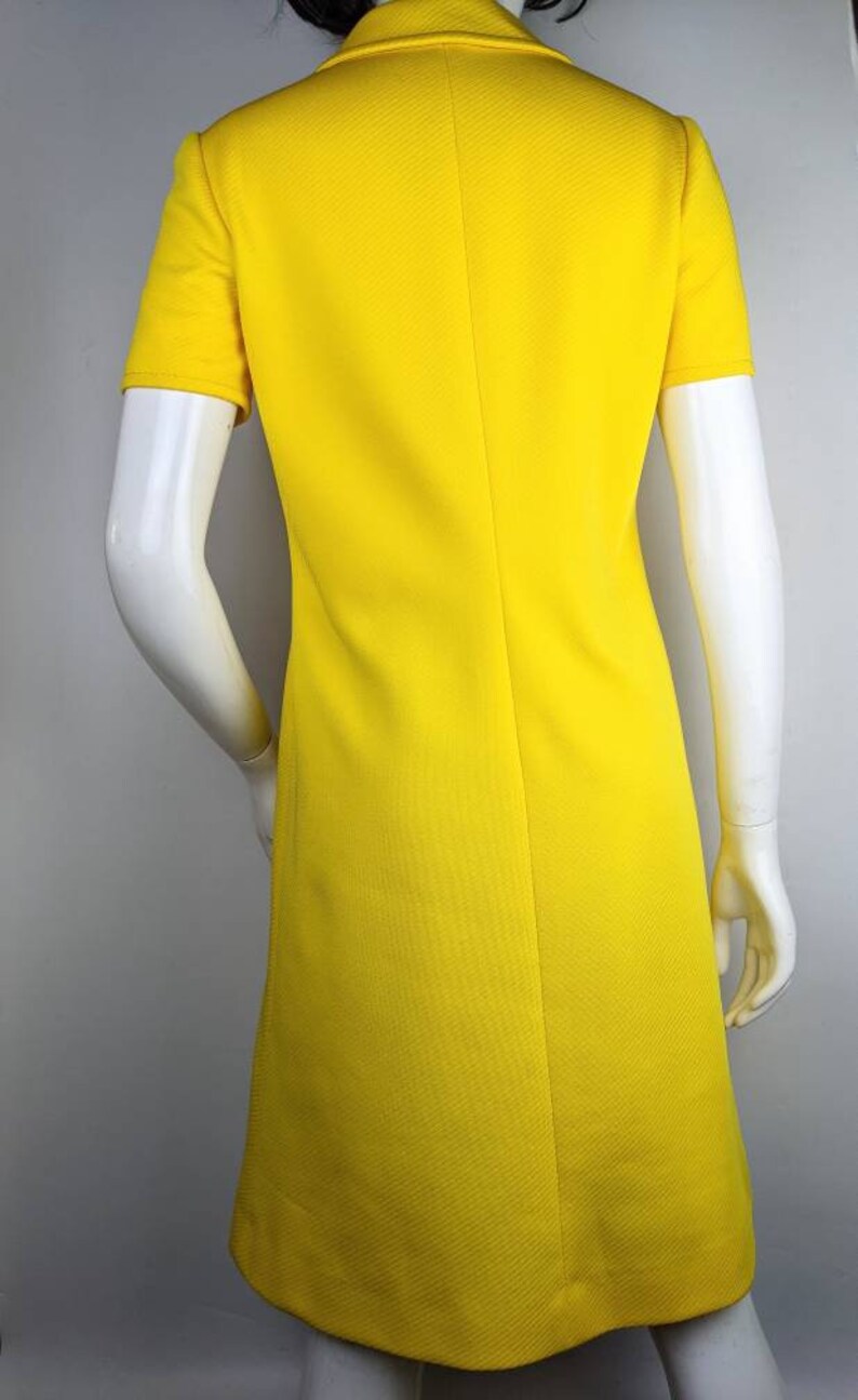 vintage 70s TRICOSA yellow zipper dress. A-line collared midi dress image 3
