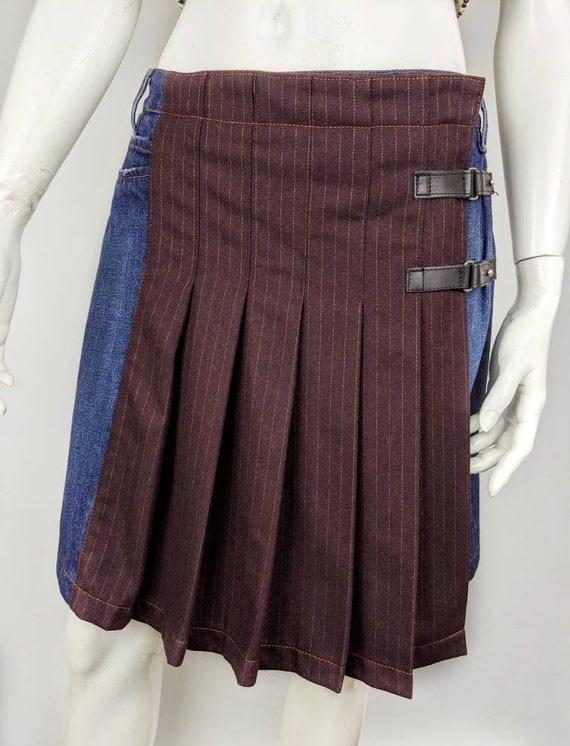 スカート Jean Paul GAULTIER 90s Pleats Skirt 90s Jean Paul Gaultier Club Kid Pleated Denim Mini Skirt - Etsy