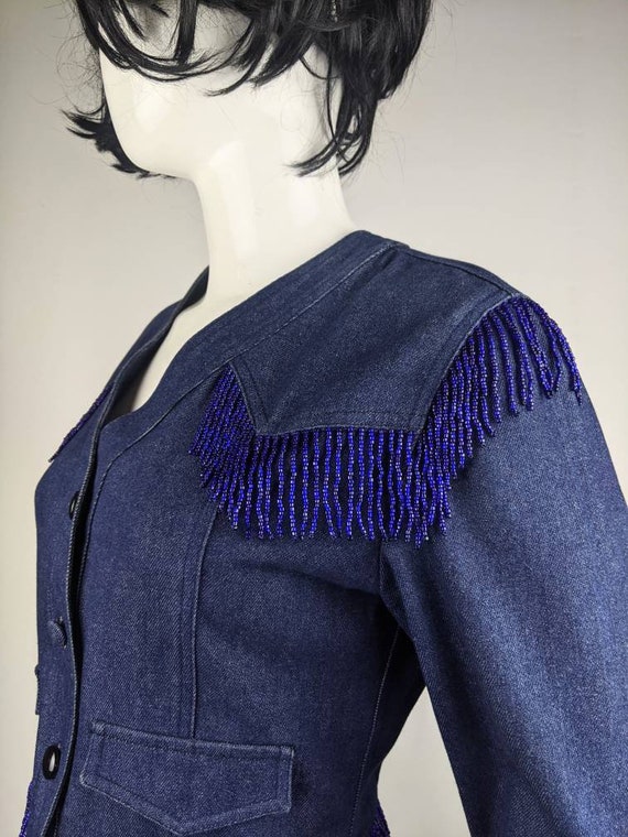 vintage 90s MOSCHINO fringes jacket. western crop… - image 5