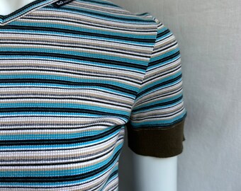 Y2k Vintage DOLCE GABBANA Striped Top. D&G Blue V-neck T