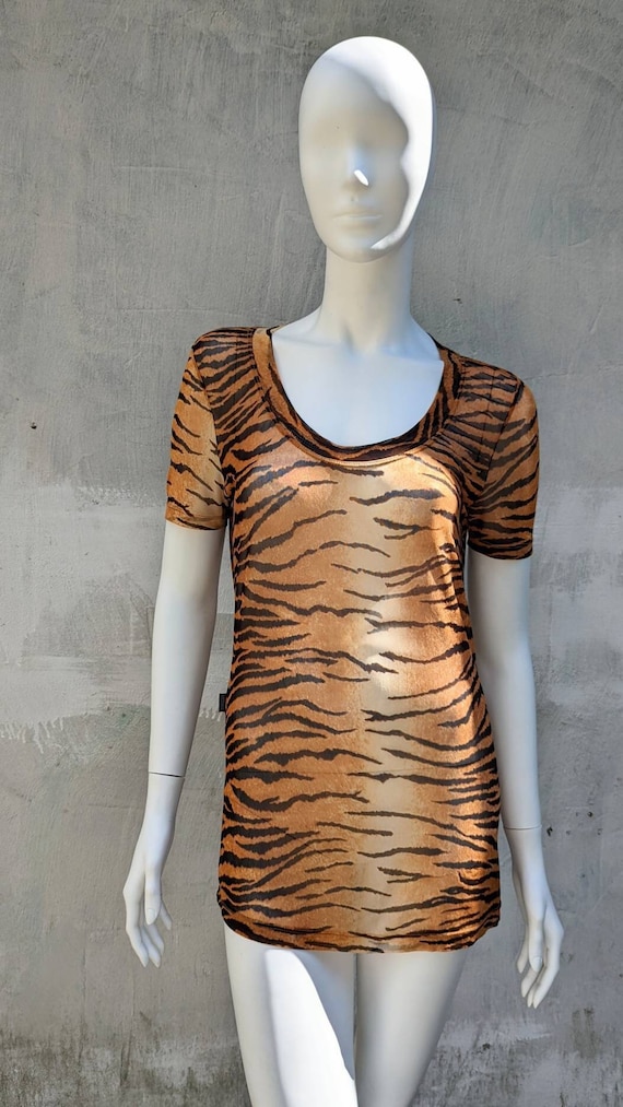 Vintage 90s MOSCHINO Mesh Top Animal Pattern | Tig