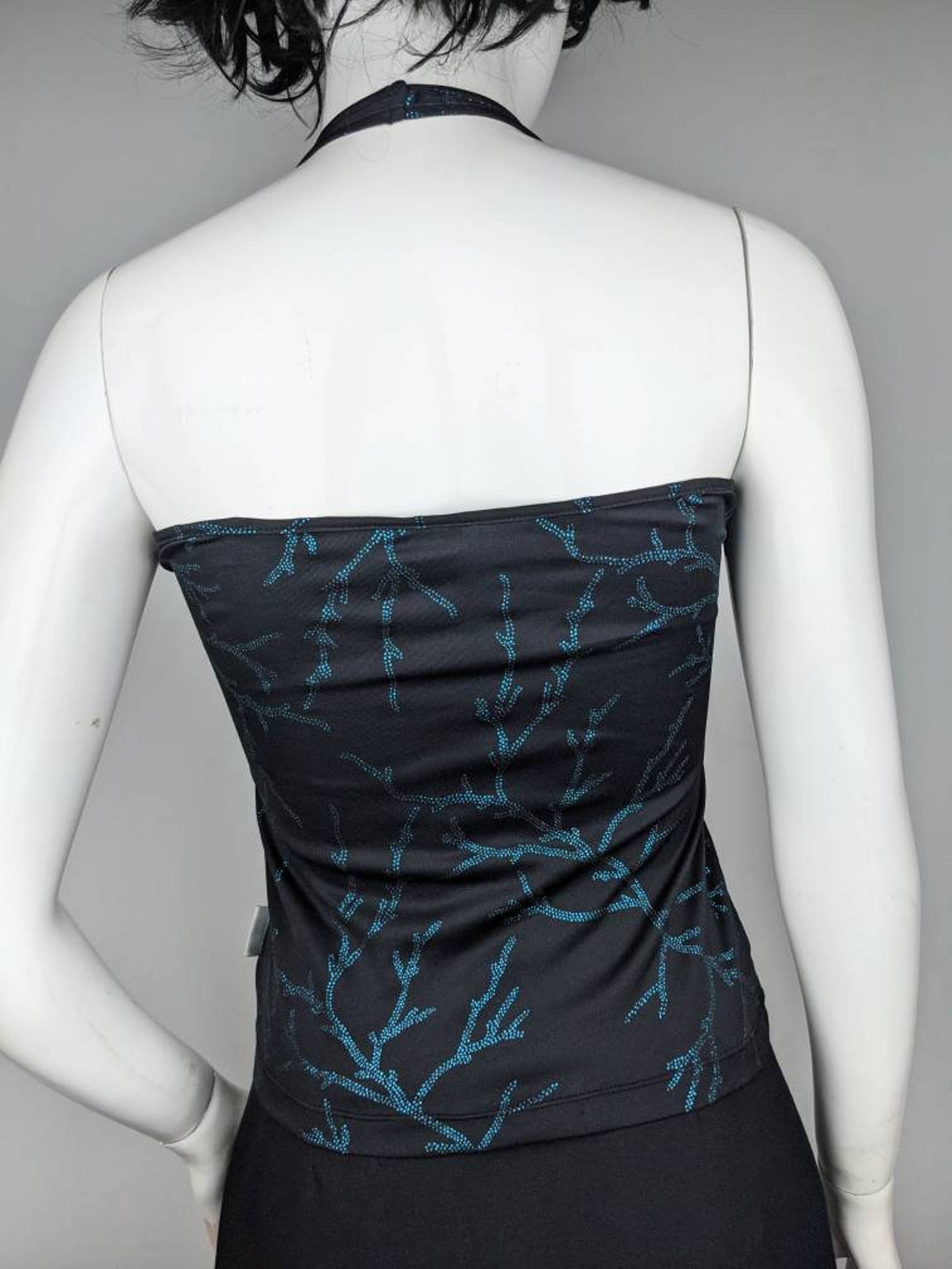 Vintage Y2K VERSACE black tank top Sleeveless halter bustier | Etsy