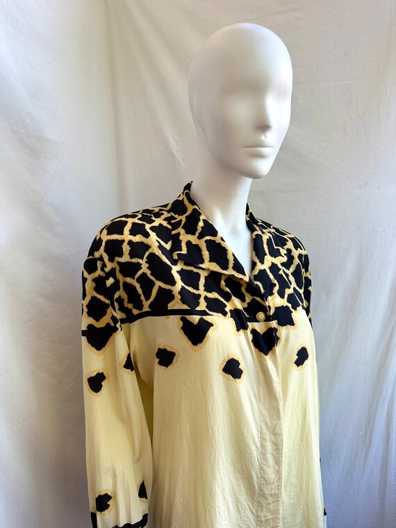 vintage 80s ESCADA animal print blouse. yellow si… - image 5