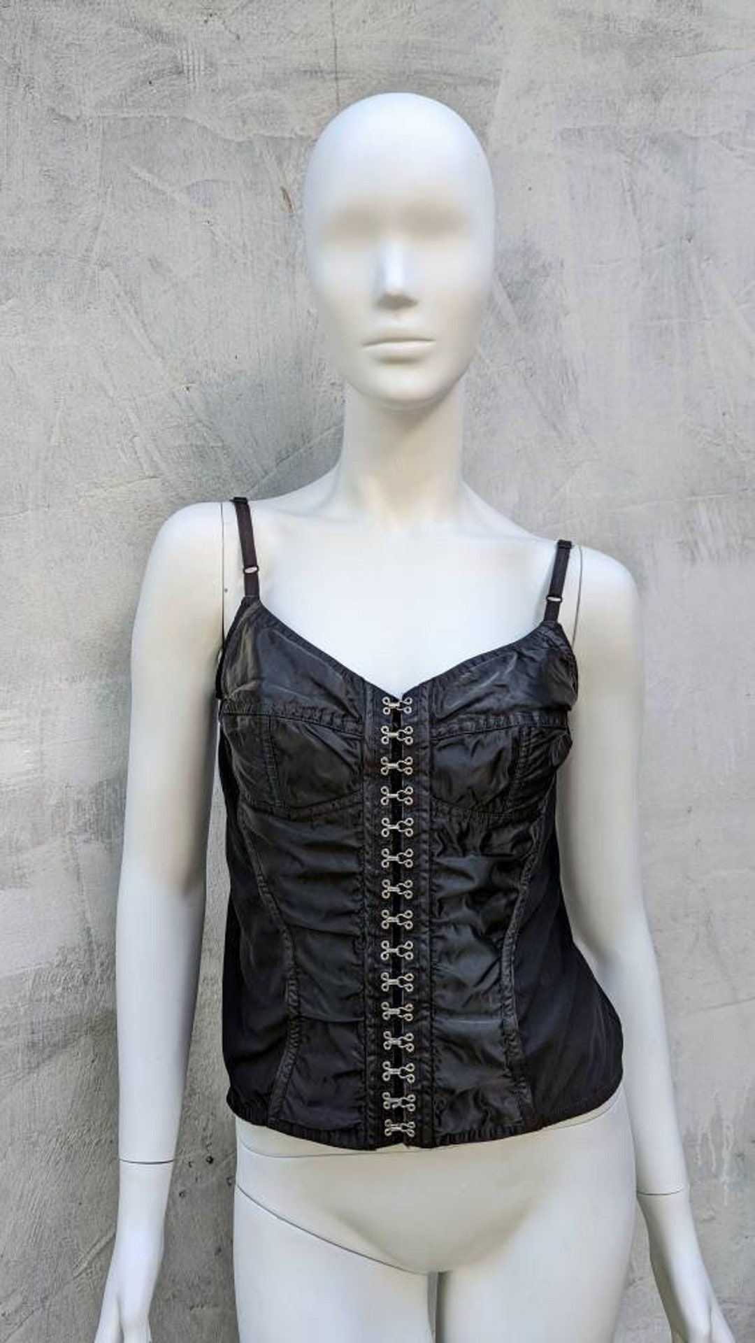 Vintage 90s DOLCE GABBANA Satin Bustier. D&G Black Corset With