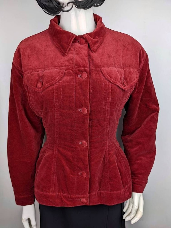 Vintage 80s JEAN PAUL GAULTIER Red Velvet Nipped Waist Jacket - Etsy