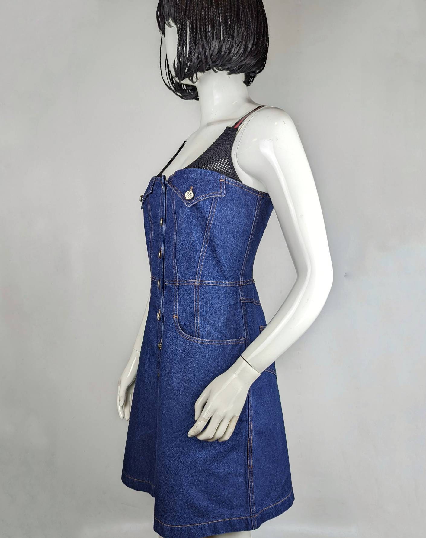 Vintage 90s Christian Lacroix Denim Tank Dress, Blue Jeans
