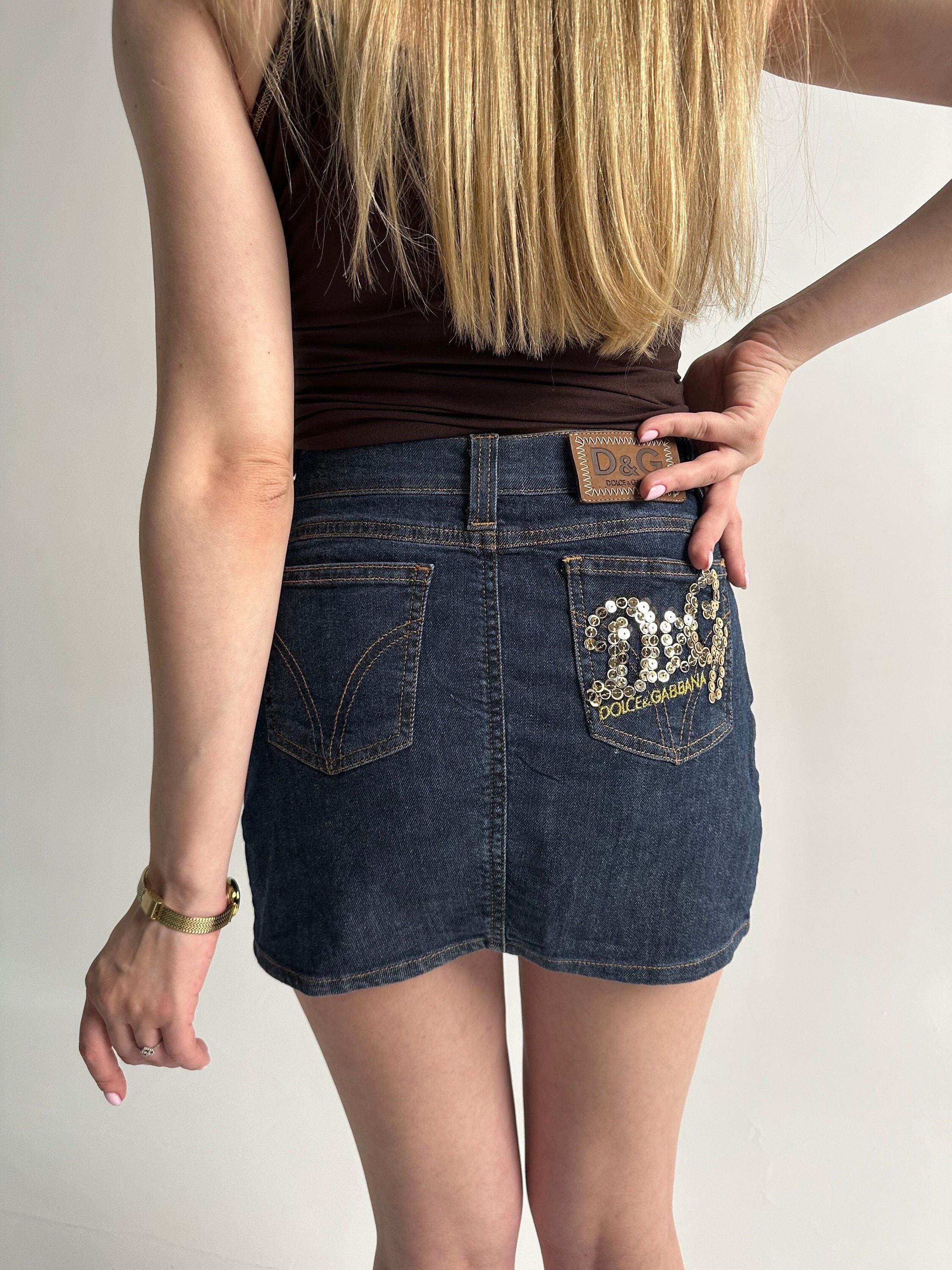 Y2k Vintage DOLCE GABBANA Denim Mini Skirt. Gold Logo Y2k Vintage DOLCE GABBANA Denim Mini Skirt. Gold Logo